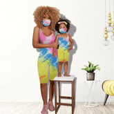 Tenue mère fille colorée vert